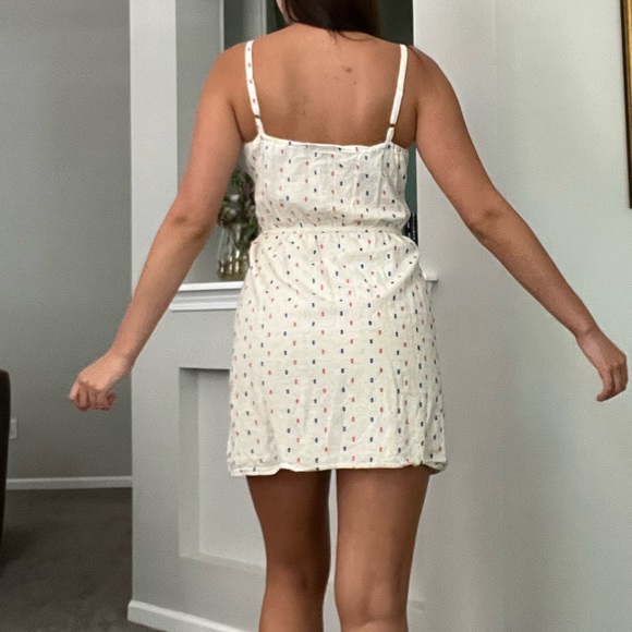 Cream Multicolor Polkadot Front Zipper Dress - Picture 6 of 8